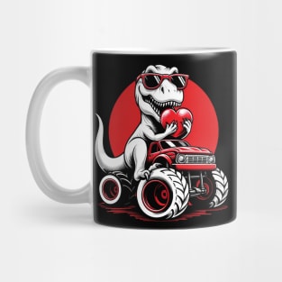 Valentines Day T Rex Riding Monster Truck Funny Toddler Boy Mug